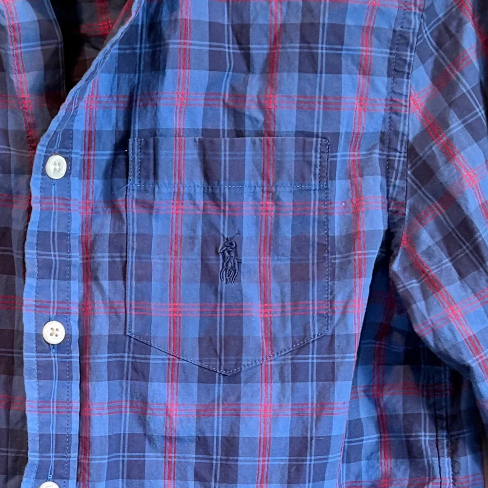 Polo Ralph Lauren Boys Blue & Red‎ Plaid Button-Down Shirt - Size 14-16